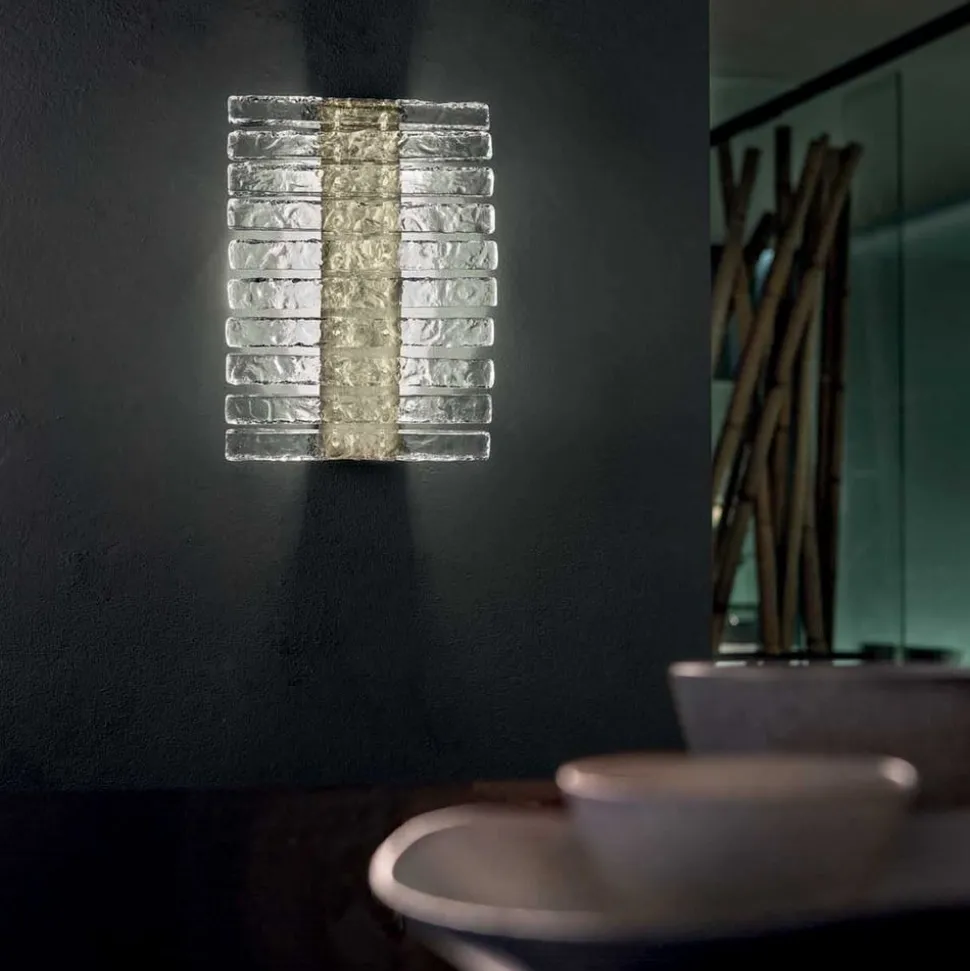 Vegas LED-væglampe, lodret, højde 38 cm, krystalglas