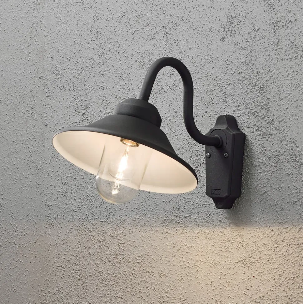 Vega udendørs væglampe, bredde 29,5 cm, sort