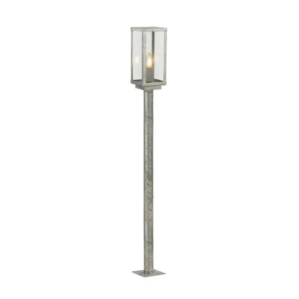 Vejlampe Box II, 90 cm høj, sølv/klar, glas, IP44