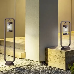 Vejlampen SAMBESI, rustfarvet, højde 100 cm, metal, IP44