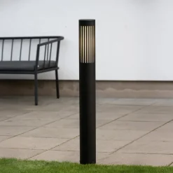 Vejlampe Pistoia, sort, højde 95 cm, metal, IP54