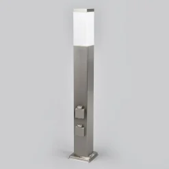 Vejlampe 400166, stål med 2 stikkontakter