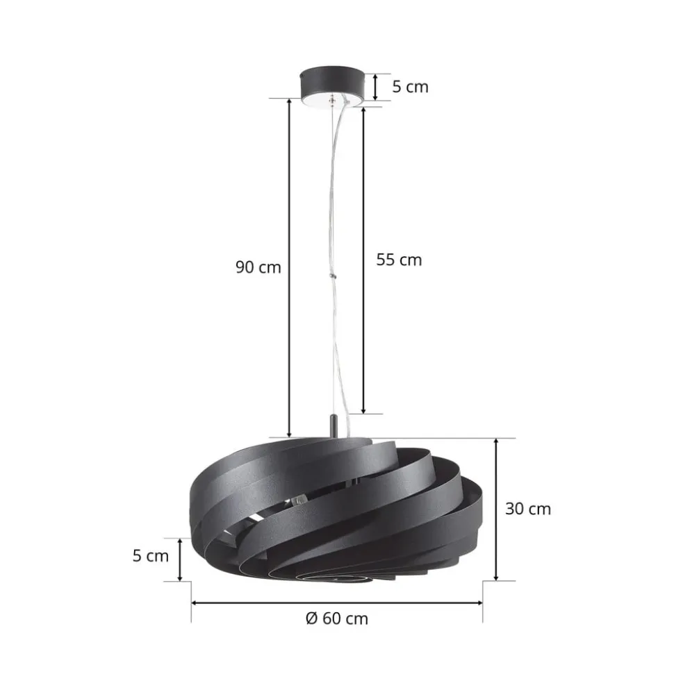 Vento-pendel, sort, Ø 60 cm, metal, E27