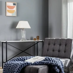 Veronique bordlampe, bred fod, creme/guld