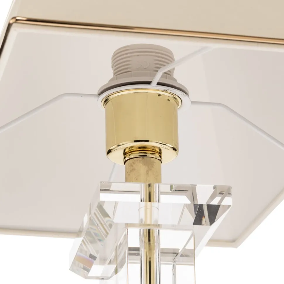 Veronique bordlampe, bred fod, creme/guld