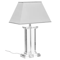 Veronique bordlampe, bred fod, hvid/krom
