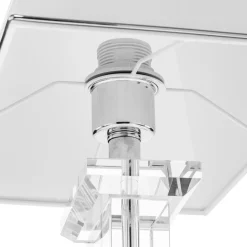 Veronique bordlampe, bred fod, hvid/krom