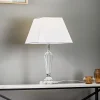 Veronique bordlampe, smal fod, hvid/krom