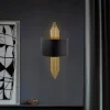 Væglampe 616-A, sort med gyldne stænger