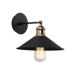 Væglampe Berceste N-663, sort/kobber, jern, Ø 24 cm