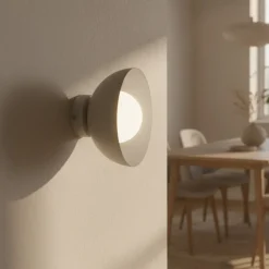 Væglampe Bibi K1, beige, stål/glas, Ø 18 cm