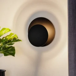 Væglampe Circle i rund form, sort