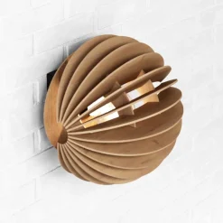 Væglampe Clay, Ø 23 cm, birkfiner, plan, E27