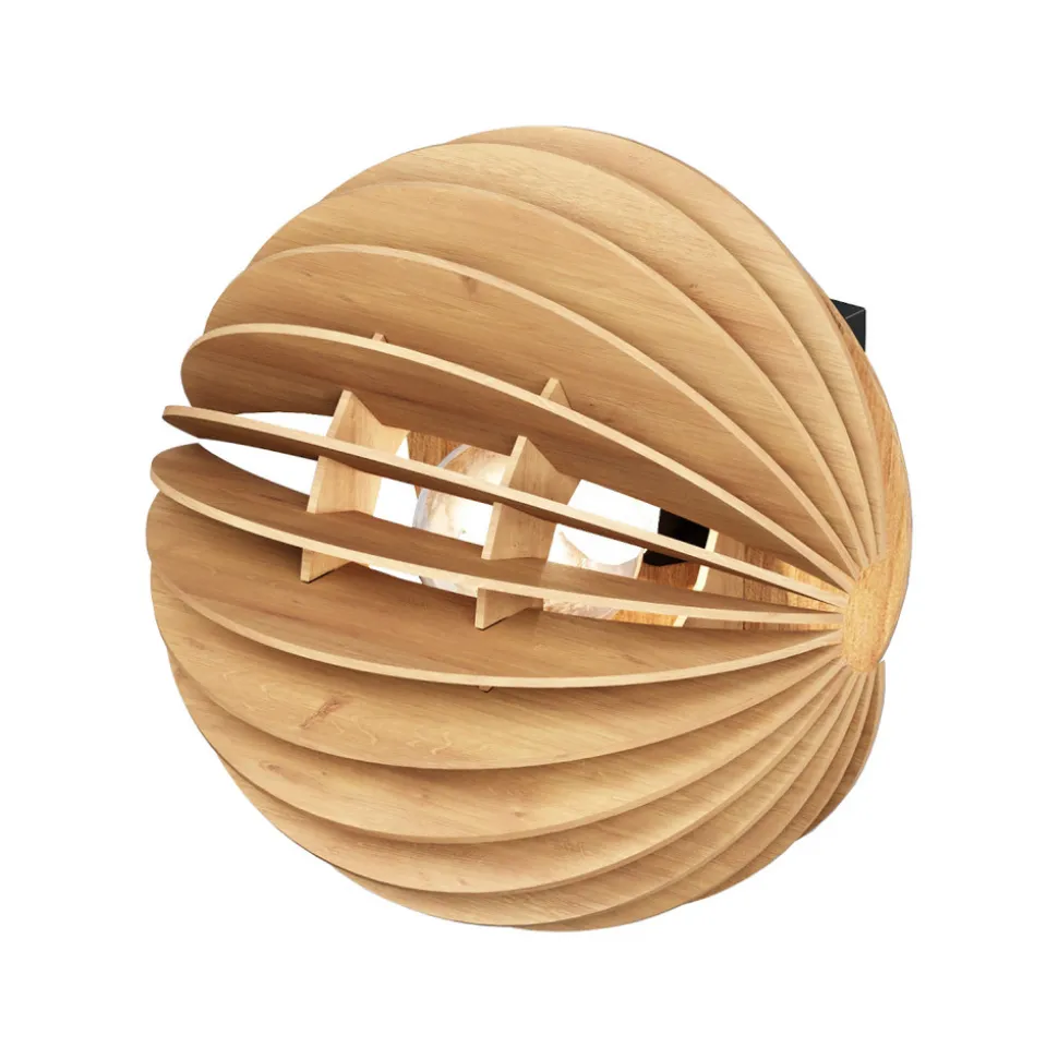 Væglampe Clay, Ø 23 cm, birkfiner, plan, E27