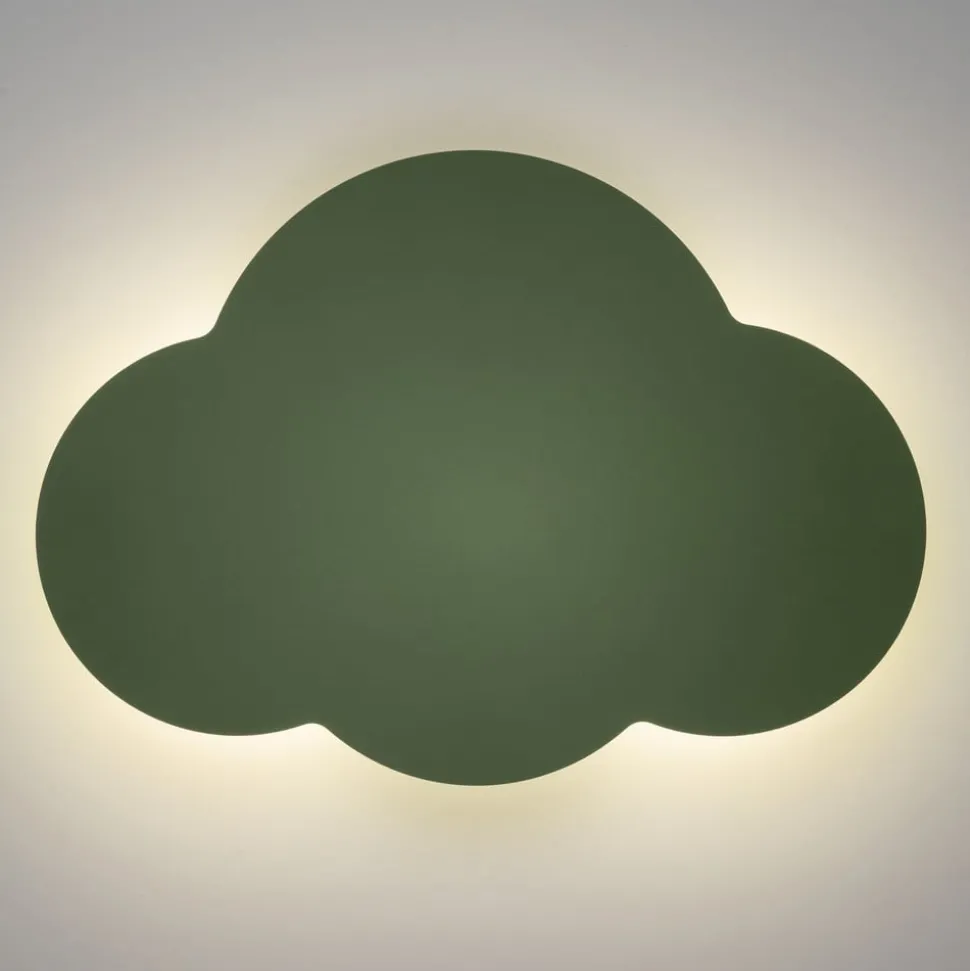 Væglampe Cloud, grøn, metal, 38 cm bred, 2 lyskilder, G9