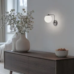 Væglampe Daisy, sort, glas, højde 22 cm, E27