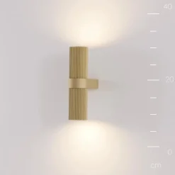 Væglampe DYNAMICS, guldfarvet, højde 23 cm, metal op/ned