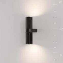 Væglampe DYNAMICS, sort, højde 23 cm, metal, op/ned