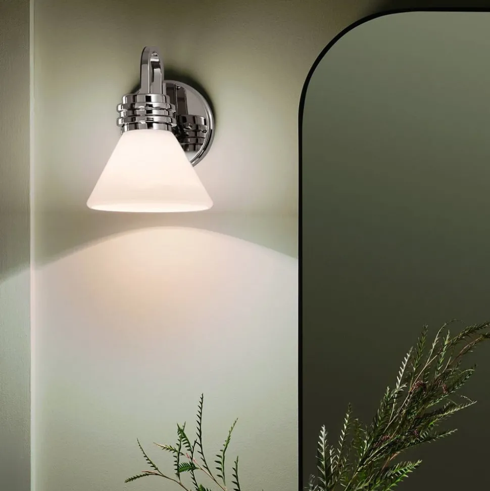 Væglampe Farum 1, kromfarvet, stål, glas, G9