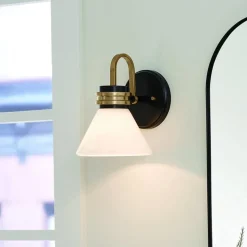 Væglampe Farum 1, sort/bronzefarvet, stål, glas, G9