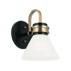 Væglampe Farum 1, sort/bronzefarvet, stål, glas, G9