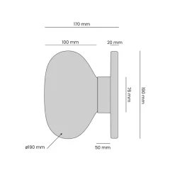 Væglampe Flo, grå, Ø 19 cm, glas