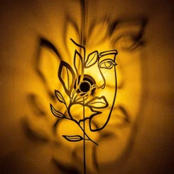 Væglampe Flower Faced, sort, metal, 54 x 34 cm, stik