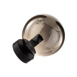 Væglampe Glassy, sort, grafit, glas, E14, Ø 14 cm