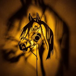 Væglampe Horse, sort, metal, 57 x 41 cm, stikledning