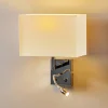 Væglampe Hotel LED, hvid, tekstil, 2 lyskilder, LED-læselampe