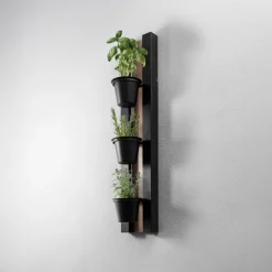 Væglampe Hylde, sort/træfarvet ståltræ, 90 cm høj