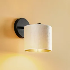 Væglampe Jari stofskærm, hvid-guld