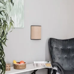 Væglampe Jute&black, naturbrun, halvrund