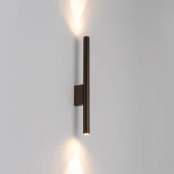 Væglampe Laser, brun, metal, 40 cm høj, G9