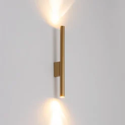 Væglampe Laser, guldfarvet, metal, 40 cm høj, G9