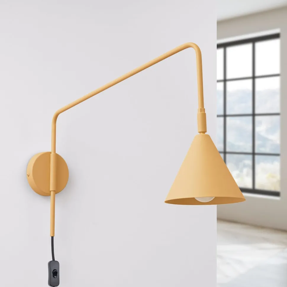 Væglampe LYS, guldfarvet, Ø 14 cm, metal, stik, E14