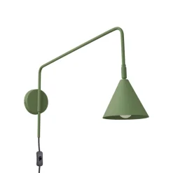 Væglampe LYS, olivengrøn, Ø 14 cm, metal, stik, E14
