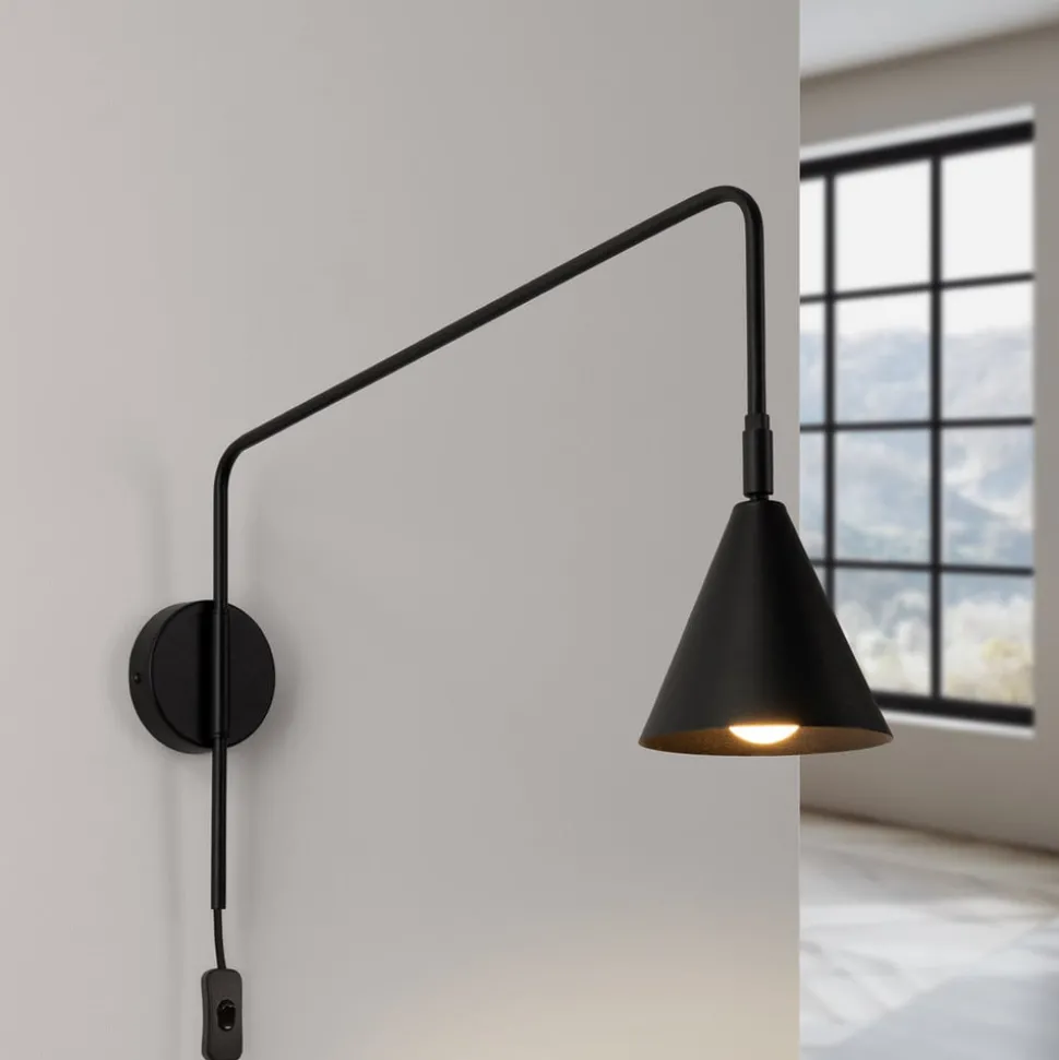 Væglampe LYS, sort, Ø 14 cm, metal, stik, E14