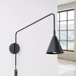 Væglampe LYS, sort, Ø 14 cm, metal, stik, E14