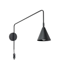 Væglampe LYS, sort, Ø 14 cm, metal, stik, E14