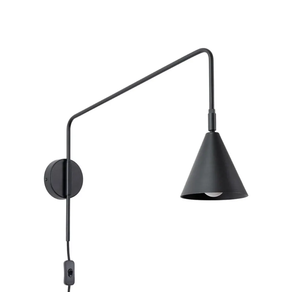 Væglampe LYS, sort, Ø 14 cm, metal, stik, E14