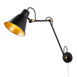 7403 væglampe med 3 led, sort, guld
