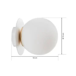 Væglampe Minerva K1, hvid, Ø 15 cm, glas/metal