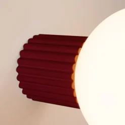 Væglampe ORBI, mørkerød, glas/metal, Ø 12 cm, IP44, G9