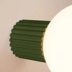 Væglampe ORBI, olivengrøn, glas/metal, Ø 12 cm, IP44, G9