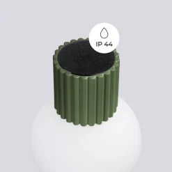 Væglampe ORBI, olivengrøn, glas/metal, Ø 12 cm, IP44, G9
