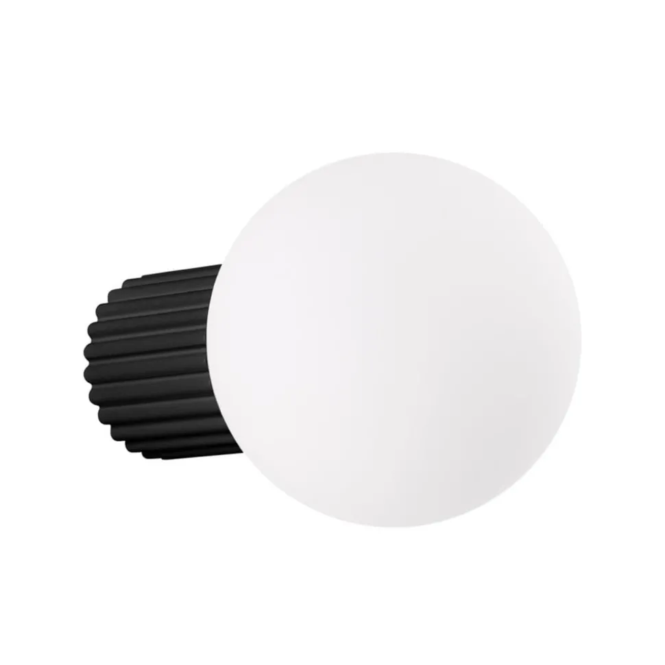 Væglampe ORBI, sort, glas/metal, Ø 12 cm, IP44, G9