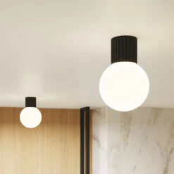 Væglampe ORBI, sort, glas/metal, Ø 12 cm, IP44, G9