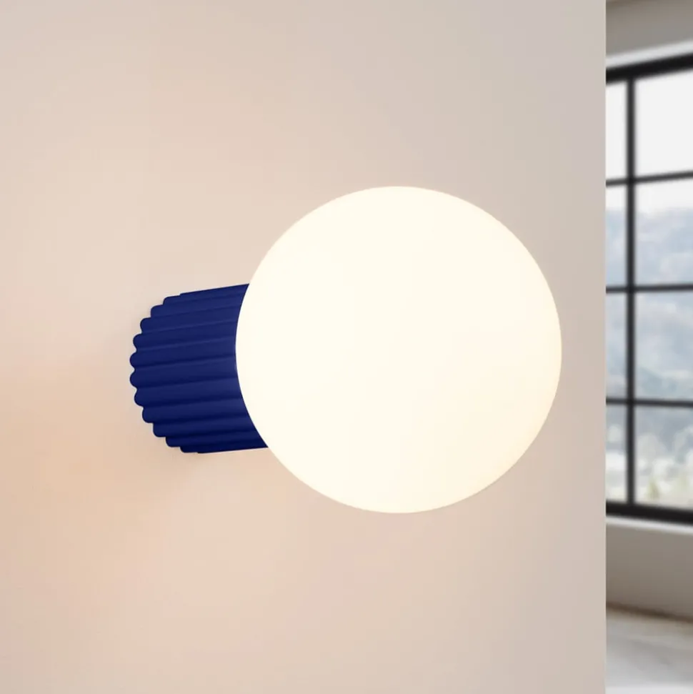 Væglampe ORBI, ultramarin, glas/metal, Ø 12 cm, IP44, G9