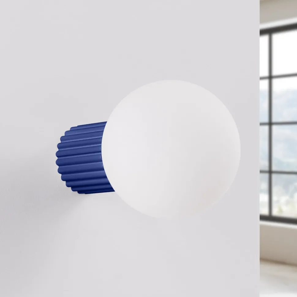 Væglampe ORBI, ultramarin, glas/metal, Ø 12 cm, IP44, G9